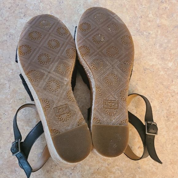 UGG Black Wedge Sandals in Size 8 - Picture 6 of 7